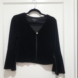 Black Velvet Bell-Sleeve Shrug